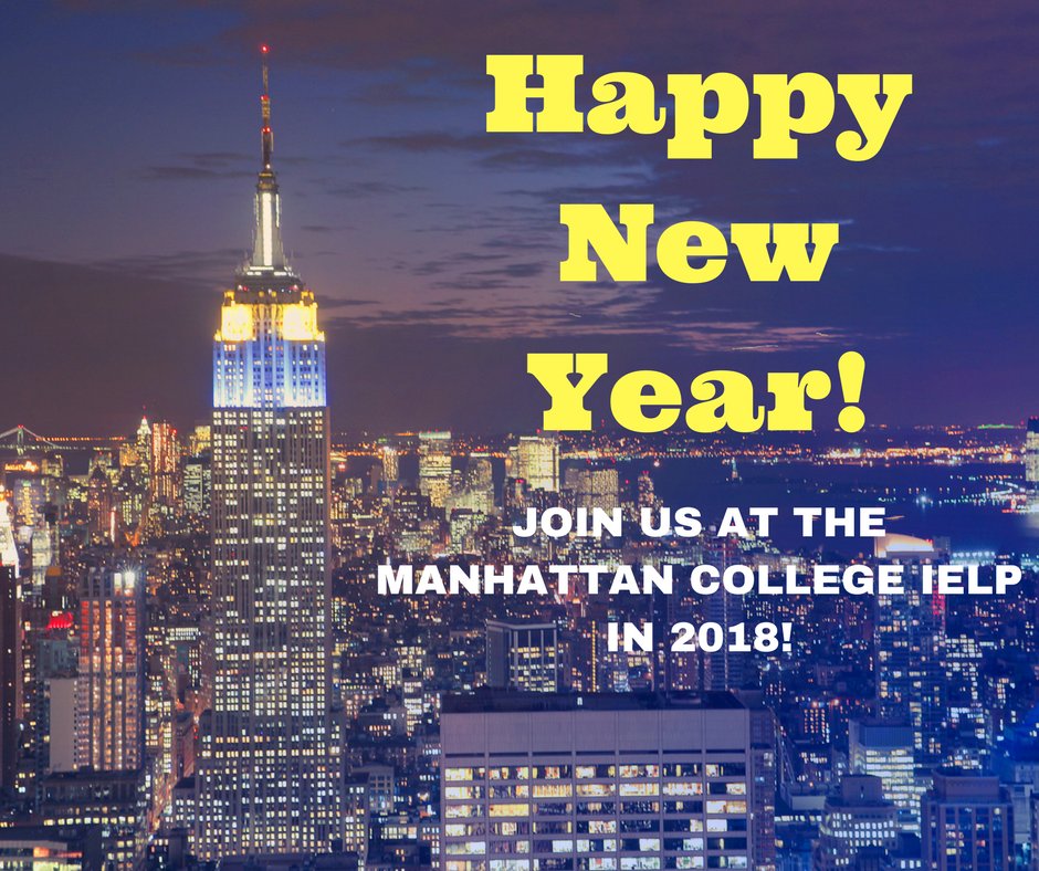 manhattanielp's tweet photo. Happy New Year! 😁🎉 Join us at the Manhattan College IELP in 2018! 😁🎉
Summer and Fall 2018 applications are now being accepted!
https://t.co/4LIbXTltzn https://t.co/knChteNu2K