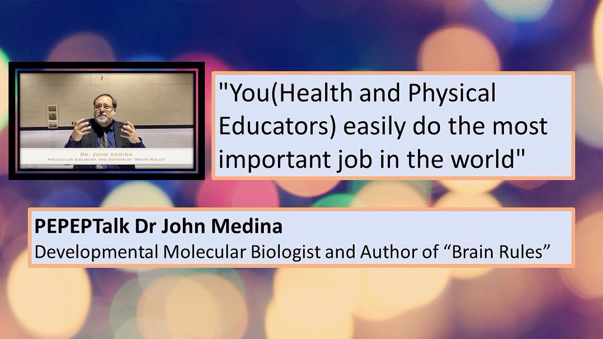 This #PhysEd PEP Talk comes to you from Dr. John Medina author of <a href="/BrainRulesBooks/">Brain Rules</a> youtu.be/EGc7CRTVlIM