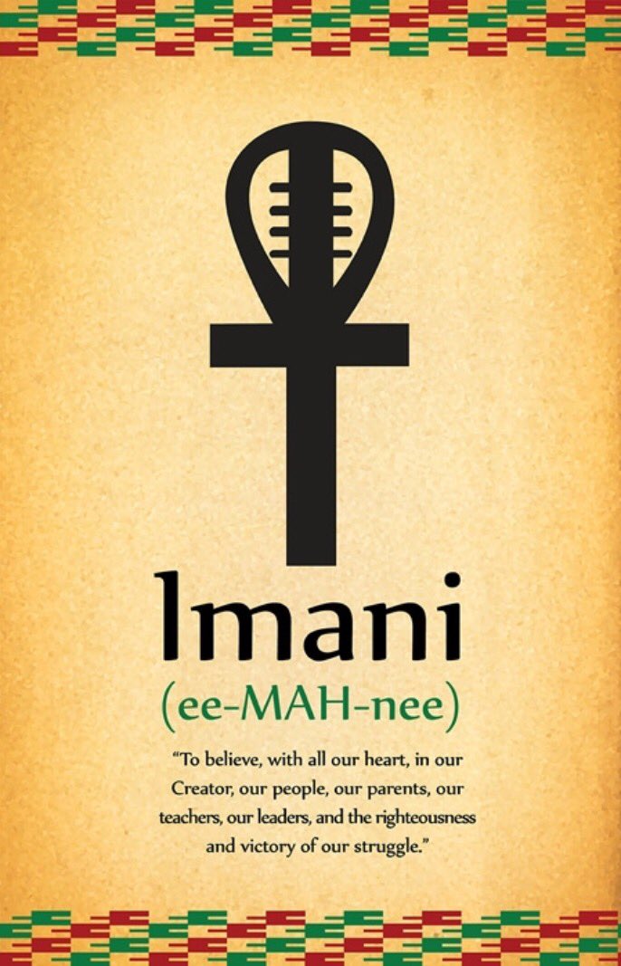 The seventh (and final) principle of the Nguzo Saba is #imani, which means "faith." #Kwanzaa