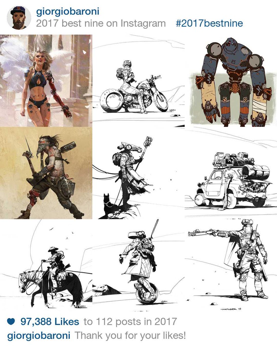 giorgiobaroni's tweet photo. Here's my #best9 for 2017.
Thank you all for your support guys, wish you a happy 2018!
#best9of2017 #2017bestnine #2017best9 #instagrambestnine #instagrambestnine2017 #conceptart #characterdesign #digitalart #gameart #2dart #scifiart #sketch #SketchADay #DailySketch https://t.co/d3J1SFB9Bj