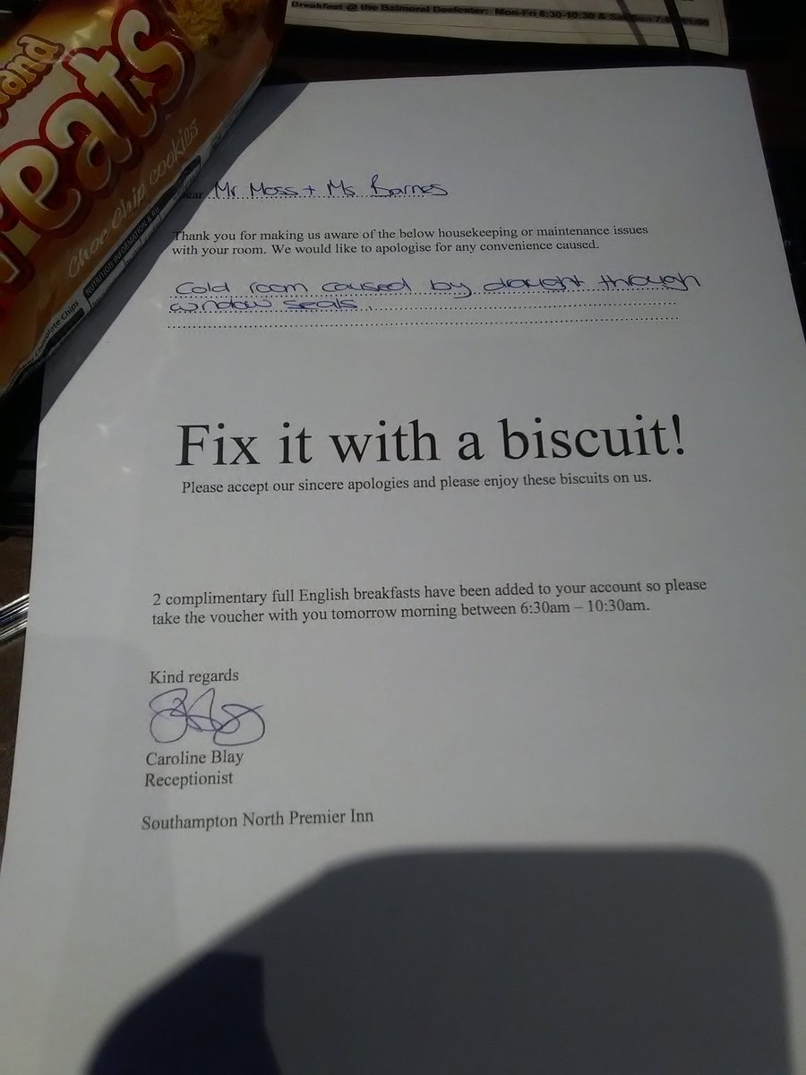 Couple were tickled pink by my letter after being so unhappy with their cold room. Heater, breakfast and biscuits provided 💌🍪🍽🌛 #piwow