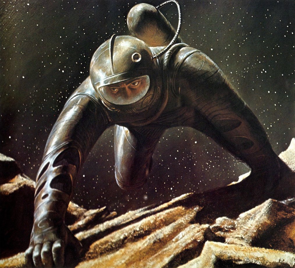 “Man into Space” by John Schoenherr, for the cover of Analog Science Fiction and Fact, April 1962. #scifi #space