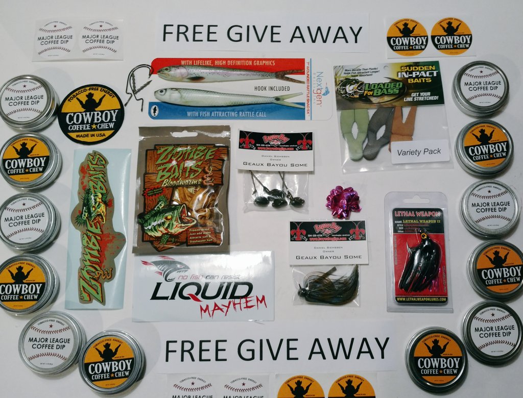 chewcoffeedip's tweet photo. HAPPY NEW YEARS
🚨 RETWEET LIKE
&amp; or COMMENT 🚨
to ENTER our 2018
Give Away Contest
WIN Fishing Gear from
@nextgenbaits
@LoadedForBass
Lethal Weapon Lures
@bayoubugjigs
@ZombieBaitsUS
@LiquidMayhem_
Stickers Patches &amp; a
12 Pack of Coffee Chew
ENDS on #FreebieFriday
#January1st 🤠 https://t.co/8fNB91OMOK