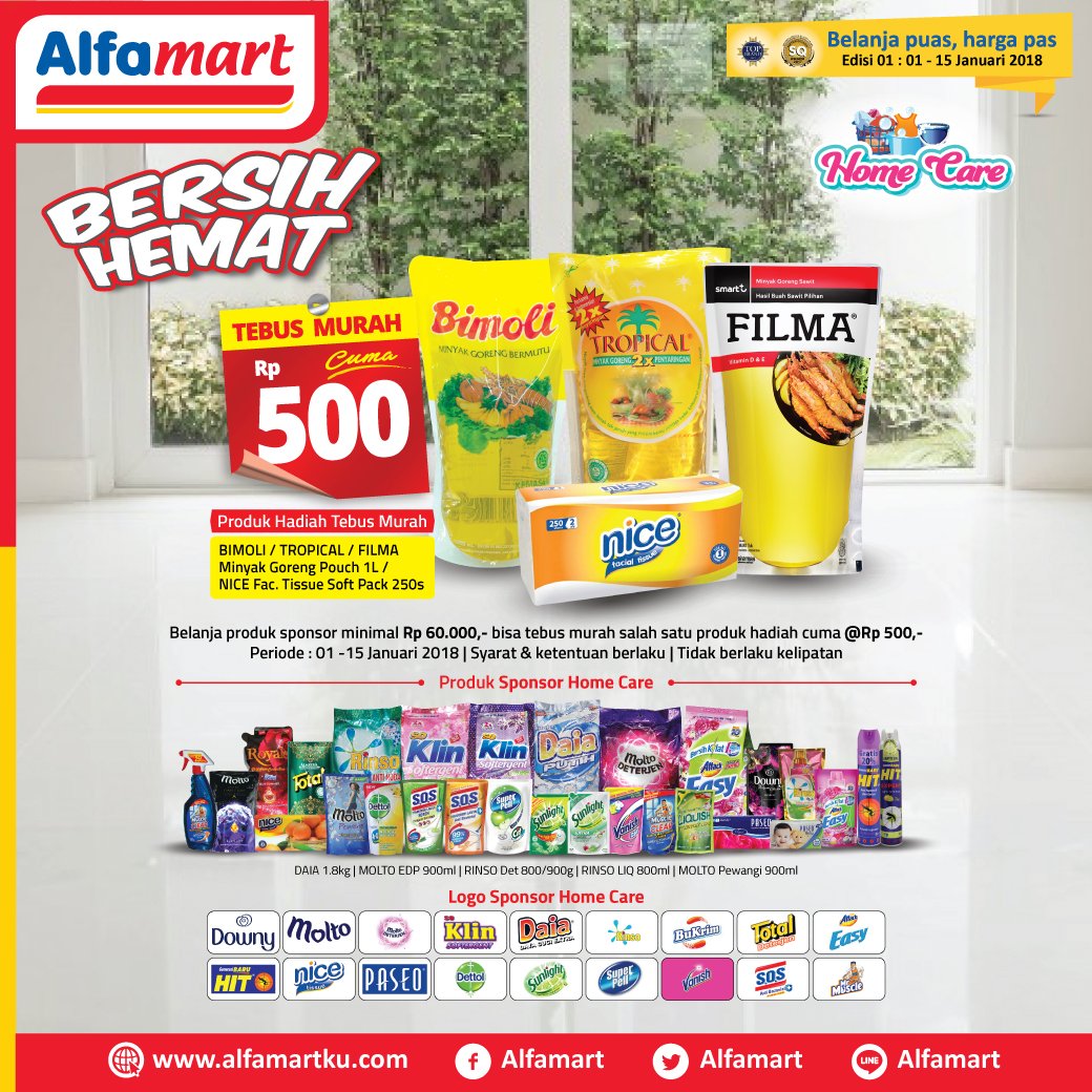 Belanja produk sponsor minimal Rp. 60.000,- bisa tebus murah salah satu produk hadiah cuma @Rp. 500. info klik ow.ly/ARO330hw7PJ