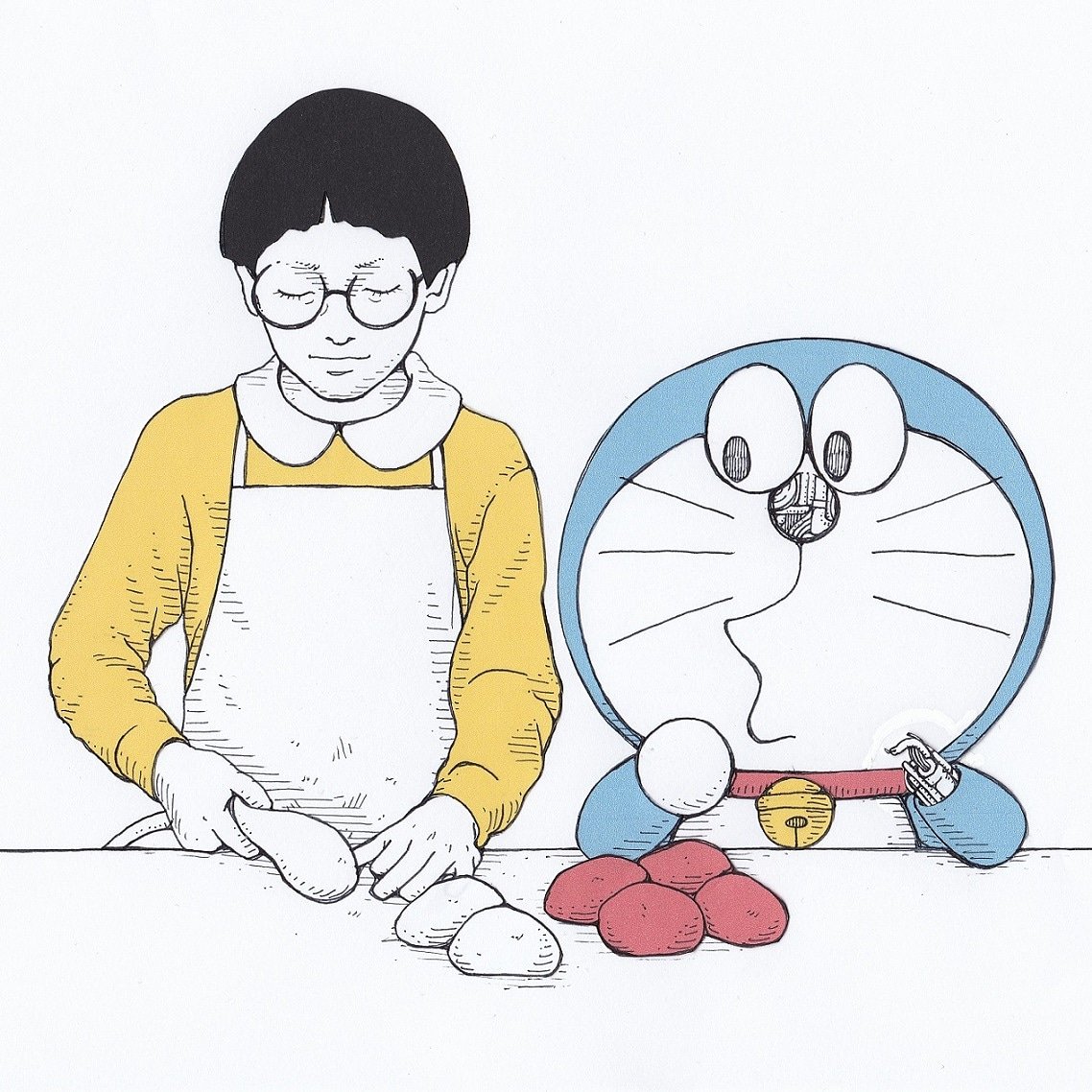 宮﨑 愛 Di Twitter 紅白餅の使い道 Illustration イラスト ドラえもん展 Doraemon ドラえもん描いてみた
