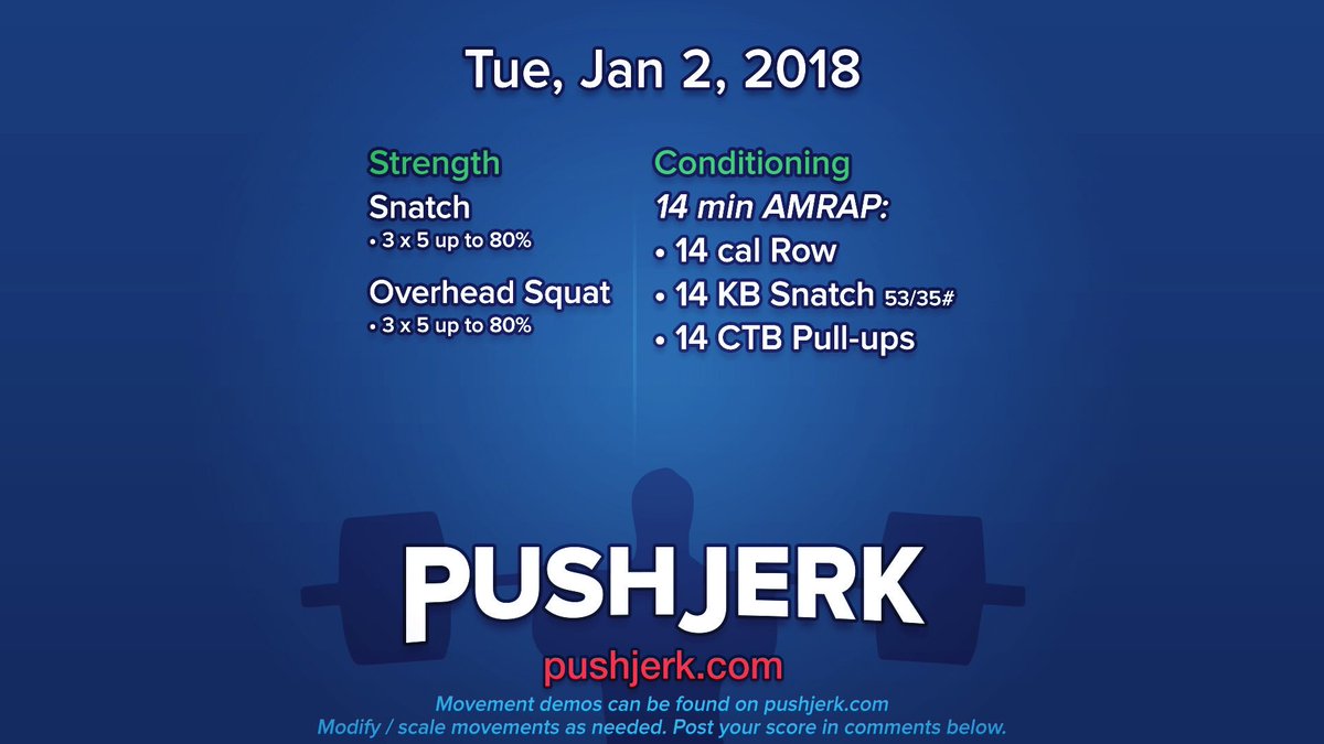 PushJerk's tweet photo. Tue, Jan 2, 2018 β’ https://t.co/46IJmcscNo
#garagegym #crossfit #wod #snatch ππ½ββοΈ #ohs ππ» #row π£π» #kbsnatch π #ctbpullups βοΈββοΈ https://t.co/N6MVQOYUTf