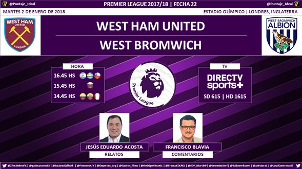 Puntaje_Ideal's tweet photo. #FútbolEnDIRECTV ⚽️ | #WestHamUnited vs. #WestBromwich
Relata: @jesuseacosta | Comenta: @FranciscoBlavia
#SoySportista 📺 | #PremierConResaca 🇬🇧
Dale RT https://t.co/Gz3c5M1Gq9