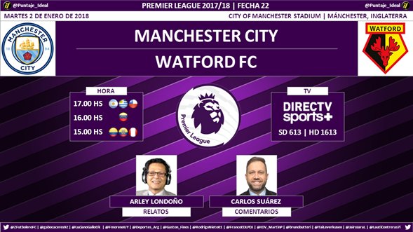 Puntaje_Ideal's tweet photo. #FútbolEnDIRECTV ⚽️ | #ManchesterCity vs. #WatfordFC
Relata: @arleylondonoh | Comenta: @CarlitosSuarez
#SoySportista 📺 | #PremierConResaca 🇬🇧
Dale RT https://t.co/KMp7eVFjHM