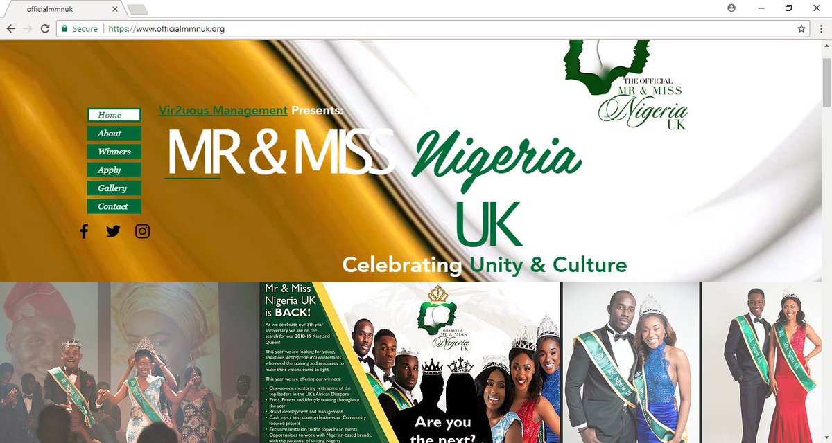 MissNigeriaUK_'s tweet photo. NEW YEAR = NEW WEBSITE โจ
Visit our new website now..๐ป
https://t.co/XZ4FcwVhPz
Check it out!
Applications to Mr and Miss Nigeria UK 2018 are open too...๐
Are you the next?๐
#MMNUK #MMNUK2018 https://t.co/Ubda6KWbDB