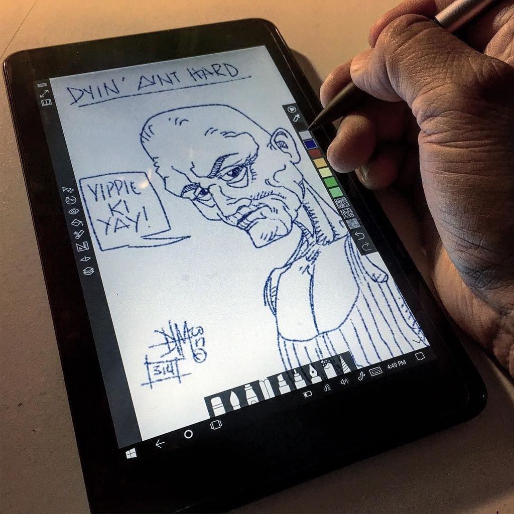 deltatangomike's tweet photo. Catching up on #DieHard and drawing w #BruceWillis on that #Dell Venue 8 #YippieKiYay “Dyin’ Ain’t Hard!’” 314/365 - #DrawDaily2017Challenge w @SketchableApp @Microsoft @Surface Pro 4
Complete Digital Drawing series at @DrawDaily2017 by @DeltaTangoMike
#GetYourWeightUp
#… https://t.co/leHVRAIEsh