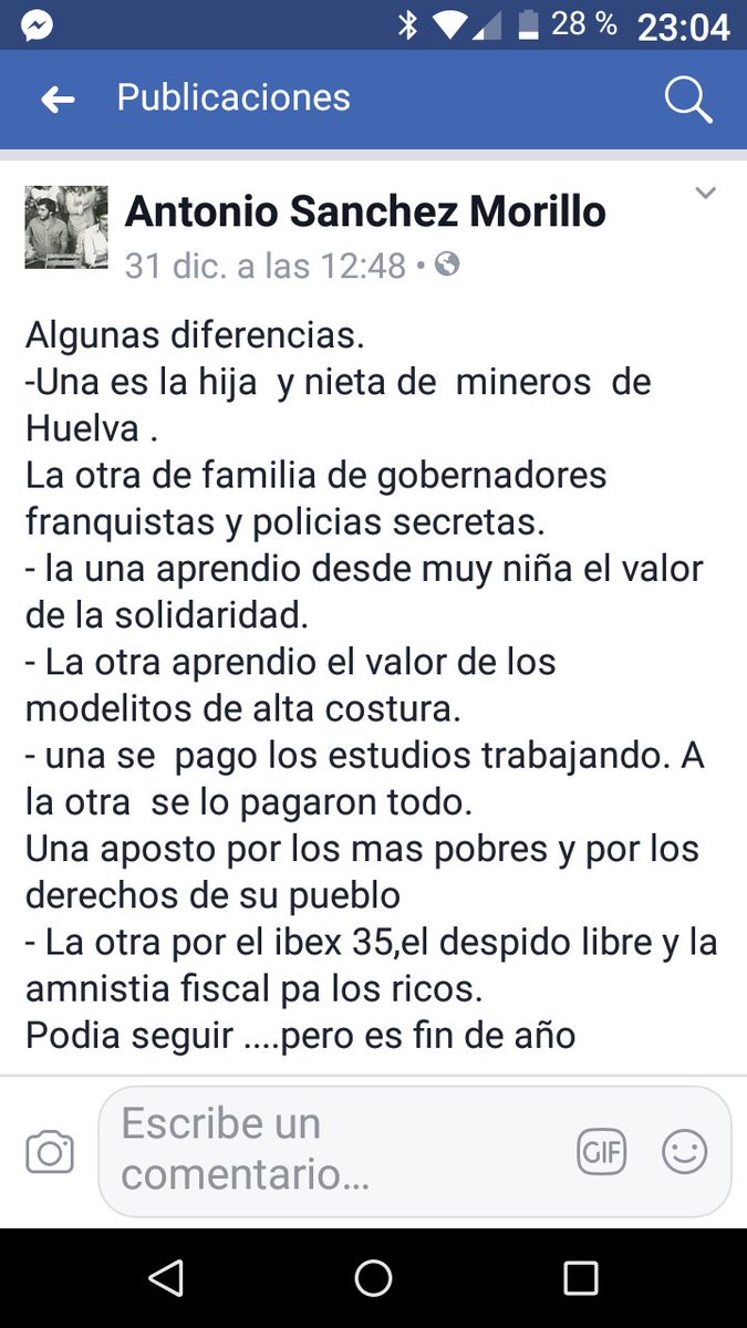 SergioFloresRon's tweet photo. Algunas diferencias.
-Una es la hija  y nieta de  mineros  de Huelva .
La otra de familia de gobernadores franquistas y policias secretas.
- la una aprendio desde muy niña el valor de la solidaridad.
- La otra aprendió el valor de los modelitos de alta costura https://t.co/lUgx3VFR6J