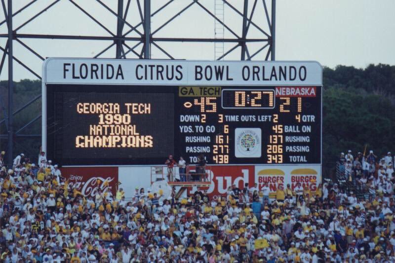 Today In GA History (@2dayingahistory) on Twitter photo #ThisDayInGAHistory in 1991 <a href="/GeorgiaTechFB/">Georgia Tech Football</a> beat Nebraska in the Florida Citrus Bowl to win the National Championship. #ThisDayInGAHistory in 1991 <a href="/GeorgiaTechFB/">Georgia Tech Football</a> beat Nebraska in the Florida Citrus Bowl to win the National Championship.