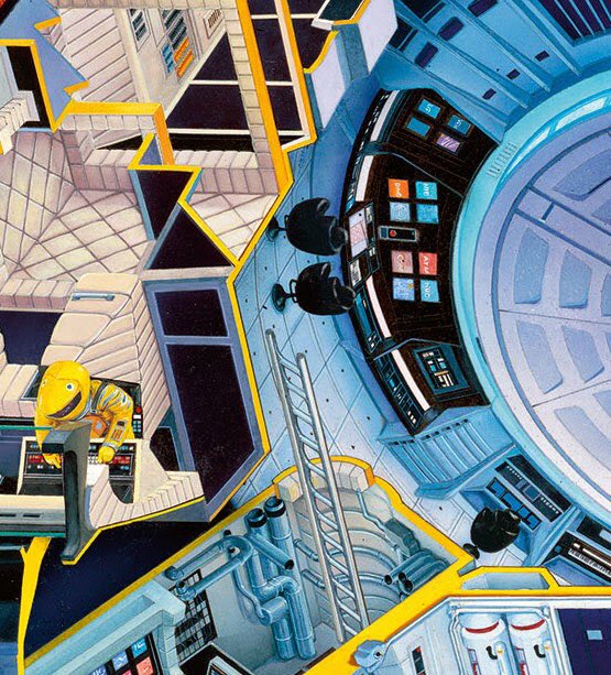 Cutaway of the Discovery. Art by Oliver Rennert for Taschen’s Making of 2001: A Space Odyssey.

(Image 2 is the complete painting, but it’s not as sharp—1 and 3 are details.)