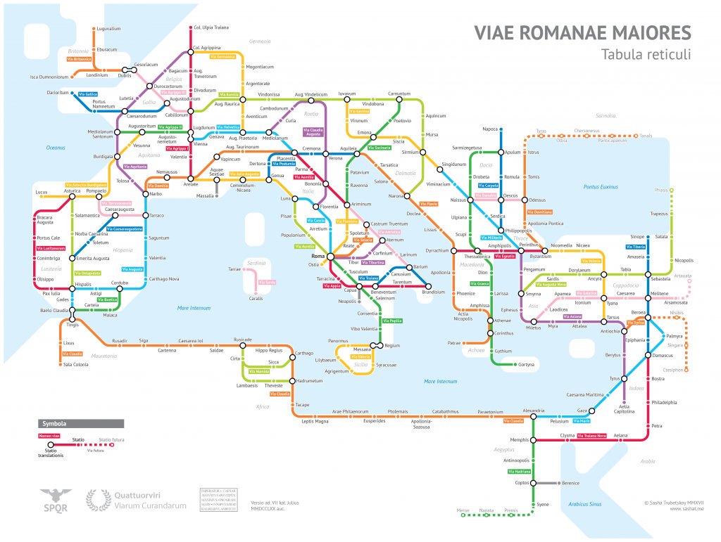 vmoncenis's tweet image. Diagramme des routes de l&apos;Empire Romain sous forme de plan de métro limportant.fr/infos-selectio… #INFOS2017  sashat.me/2017/06/03/rom… #histoire