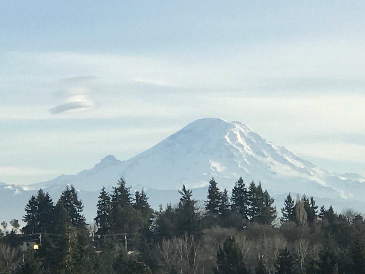 Mount Rainier view from Angle Lake rail station platform. And some aliens 🤷‍♂️ #moosmits #travel