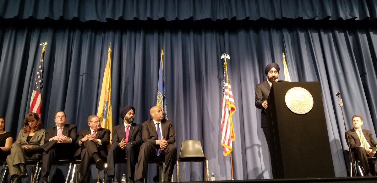 jerrylore's tweet image. Historic day in the @CityofHoboken Mayor @RaviBhalla sworn in today as #Hoboken first Sikh Mayor along with the three Council at Large Jim Doyle, Vanessa Falco and @HobokenEmily Jabbour by US Senator @CoryBooker Congratulations to all and best of luck!