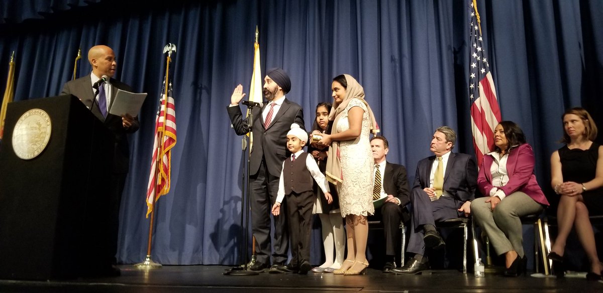 jerrylore's tweet image. Historic day in the @CityofHoboken Mayor @RaviBhalla sworn in today as #Hoboken first Sikh Mayor along with the three Council at Large Jim Doyle, Vanessa Falco and @HobokenEmily Jabbour by US Senator @CoryBooker Congratulations to all and best of luck!