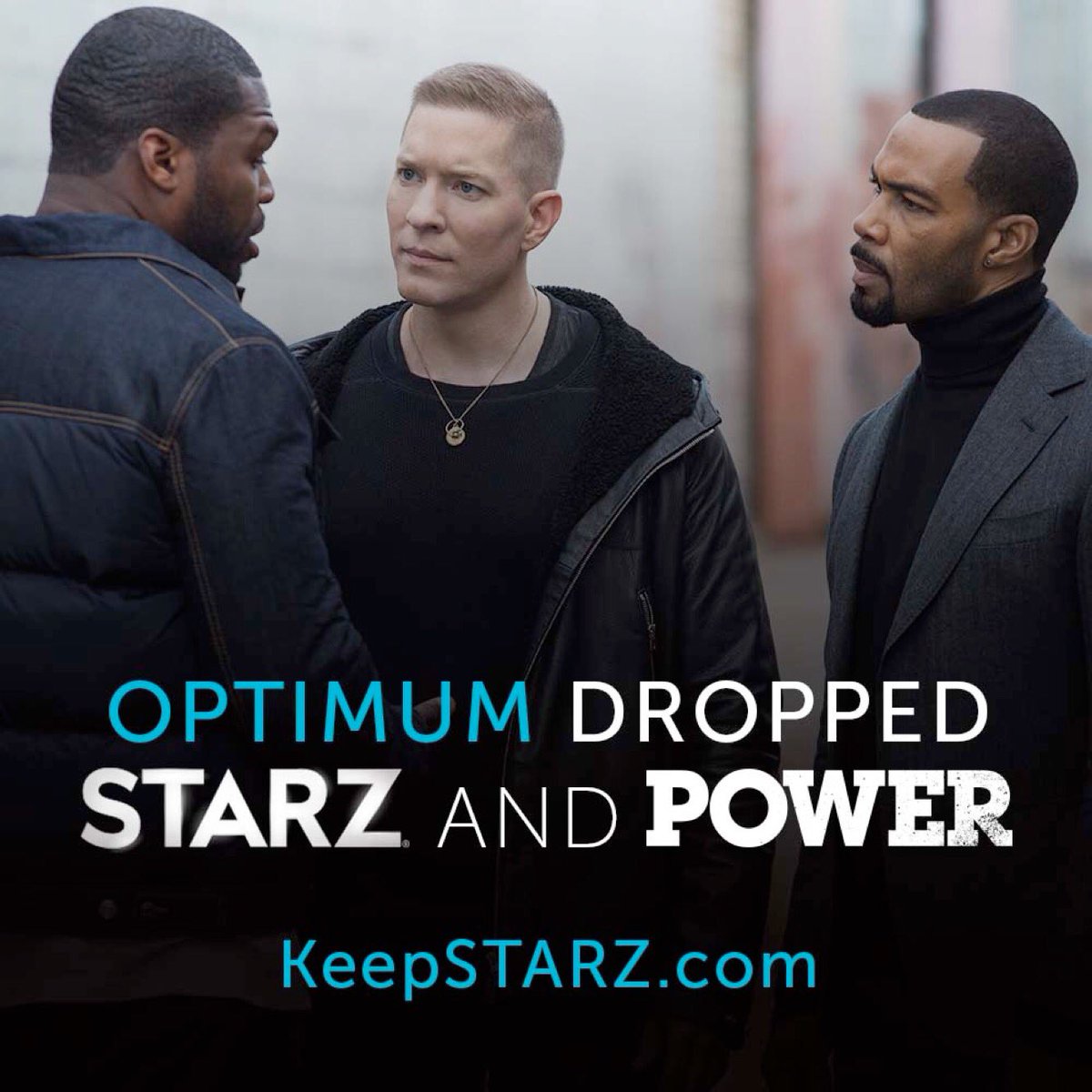 50cent's tweet photo. Which means you won’t be seeing POWER in New York..smh! If you have Optimum as a cable carrier call and complain. #denofthieves #denofthieves  Jan 19 https://t.co/2O0PEF1SvZ