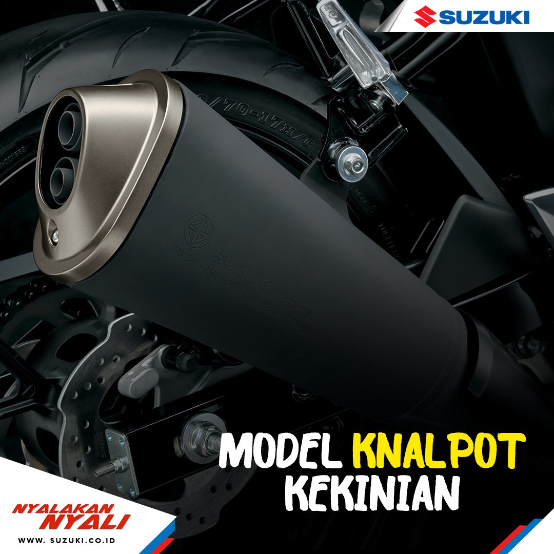 Sistem gas buang knalpot GSX-R150 didesain dengan 2 lubang pembuangan. Selain bisa mendongkrak performa, silencernya akan membungkam suara sehingga gak bikin berisik. Knalpot standar asik juga kan bradsis?

#SuzukiMotor #SuzukiGSX #NyalakanNyali
#KnalpotMotor