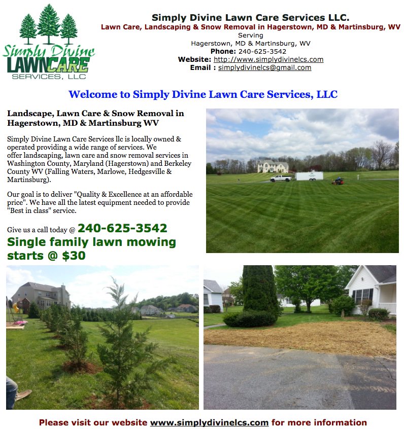 washcountymd's tweet photo. Simply Divine Lawn Care Services LLC. - Lawn Care, Landscaping &amp; Snow Removal in Hagerstown, MD &amp; Martinsburg, WV - https://t.co/T0yl5h6roz https://t.co/sTBvyIbw3Z