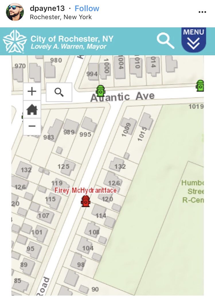 stvcrtr's tweet photo. Just discovered that you can adopt a @CityRochesterNY fire hydrant and name it whatever you want. 2018 is off to a great start.

https://t.co/pBa5S9Wg1I https://t.co/yh2weHEEwy