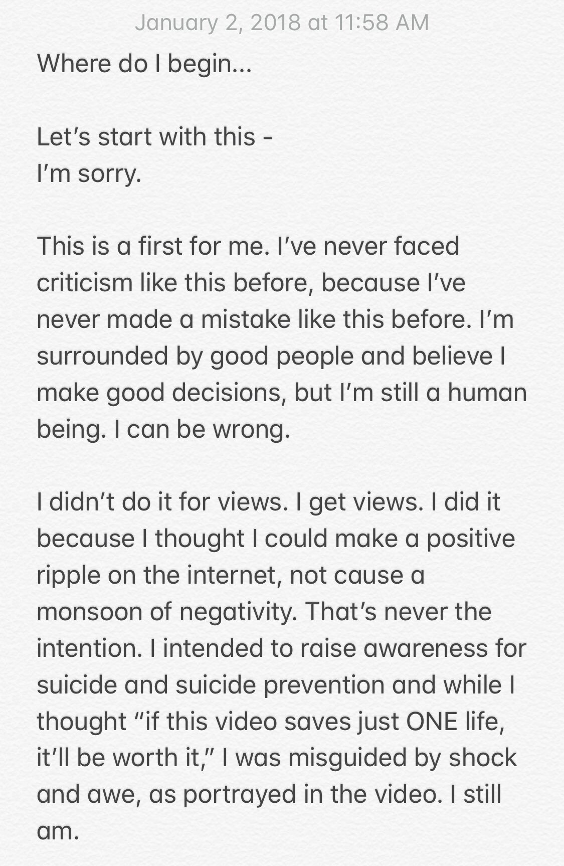 Logan Paul Suicide Forest Video - Star Apologizes For