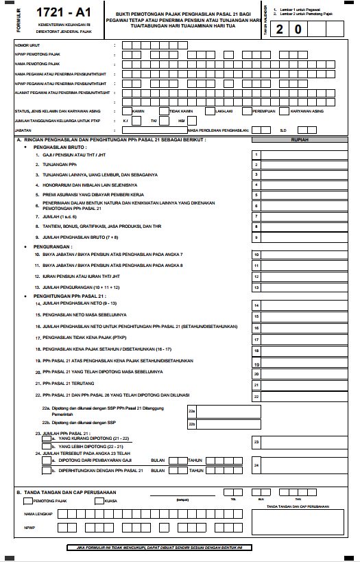 Pajakkitauntukkita En Twitter Ini Bentuk Formulirnya Form 1721 A1 Untuk Pegawai Swasta Bumn Dsb Form 1721 A2 Untuk Pns Tni Polri Pejabat Negara Dan Pensiunan Formulir Inilah Yang Menjadi Dasar Pelaporan Spt Tahunan