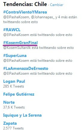NurgulYelcay_'s tweet photo. Somos 3ro en TT Chile Querida Comunidad , siempre fieles hasta el final! 👏🏻👏🏻#KosemGranFinal #ComunidadOtomana #Kosem #NurgülYeşilçay @nrglyslcy 💅🏻😭 https://t.co/lXlWqUBobw