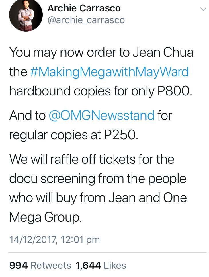 MsMarisseGarcia's tweet photo. Lahat na nag PRE ORDER may chance kayo manalo ng TICKETS for docu screening! Kaya mag DM na habang meron pa! Kasi limited lang po ang MEGA MAYWARD HARDBOUND ! Paid orders lang po ang gagawin nila. Paki basa ang posters paano magbayad! Salamat! https://t.co/MerT4CnPHA