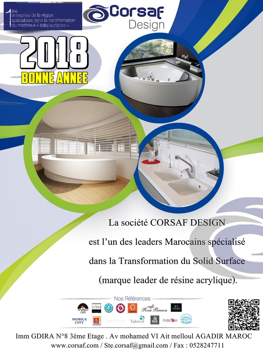 Ste_Corsaf's tweet photo. #CORSAF DESIGN vous souhaitons une #belle année 2018
Avec le fabuleux #Solid Surface, Nous fêtant une #merveilleuse année
#ÉCLAIREZ, #COMBINEZ,#THERMOFORMEZ, #COURBEZ, #ILLUMINEZ, #SUBLIMEZ, #GRAVEZ et #COLORISEZ
Le Solid Surface peut prendre toutes les formes que vous #imaginez https://t.co/b7Vhx9KGRd