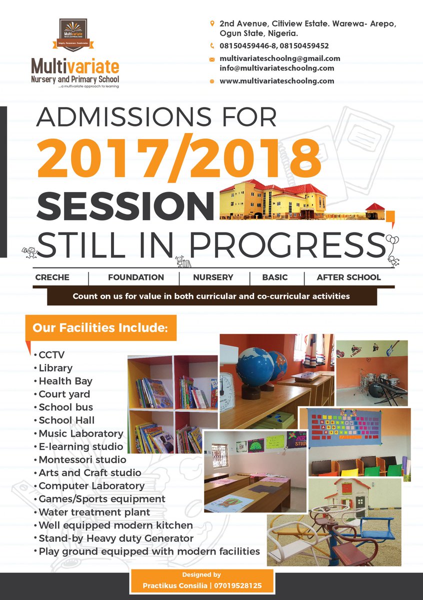 ms_moyon's tweet photo. If you stay around Ogba, Ojodu Berger up to Arepo and you have children, My mum's school - Multivariate School is still admitting pupils. Kindly go through the flyer and contact us or visit the website for information on the application process. Please RT https://t.co/5ag6GPzZQg