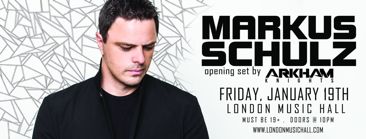 .<a href="/MarkusSchulz/">Markus Schulz</a> &amp; <a href="/ArkhamKnights/">Stop tagging this page. 👍🏻</a> at <a href="/LondonMusicHall/">London Music Hall</a> in #Ontario, #Canada January 19th! Tix: ticketfly.com/purchase/event…