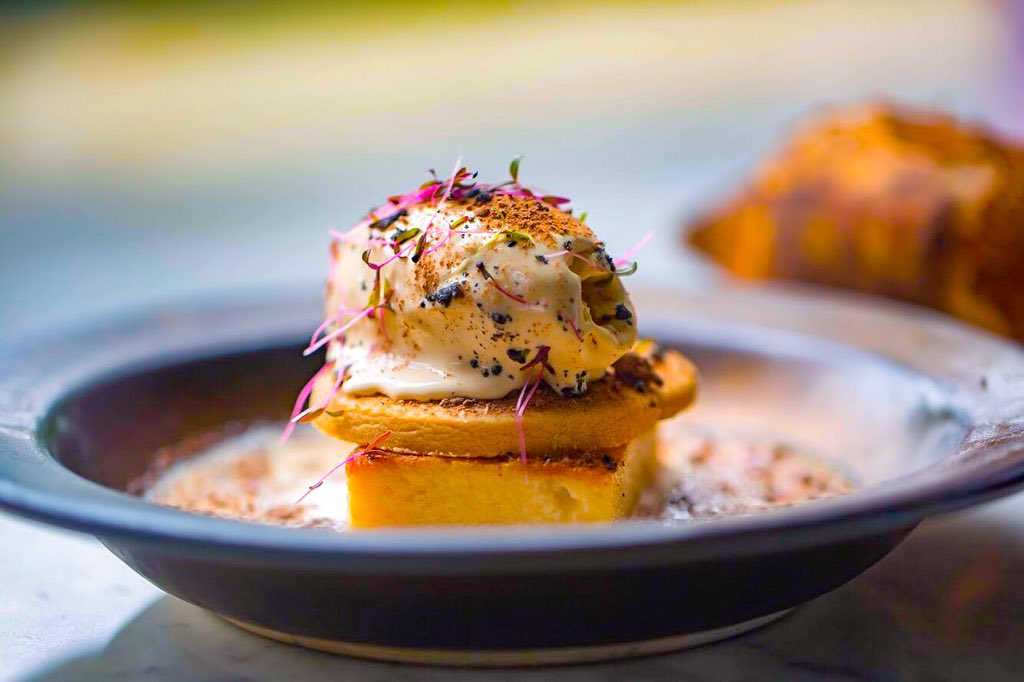 LIMABKC's tweet photo. Sinfully delicious down to the last bite! 🍮🥄

Yucca cake with miso caramel semi fredo &amp; orange sable.

#LIMABKC #TastyTuesday #Dessert https://t.co/uxUiItgRWL