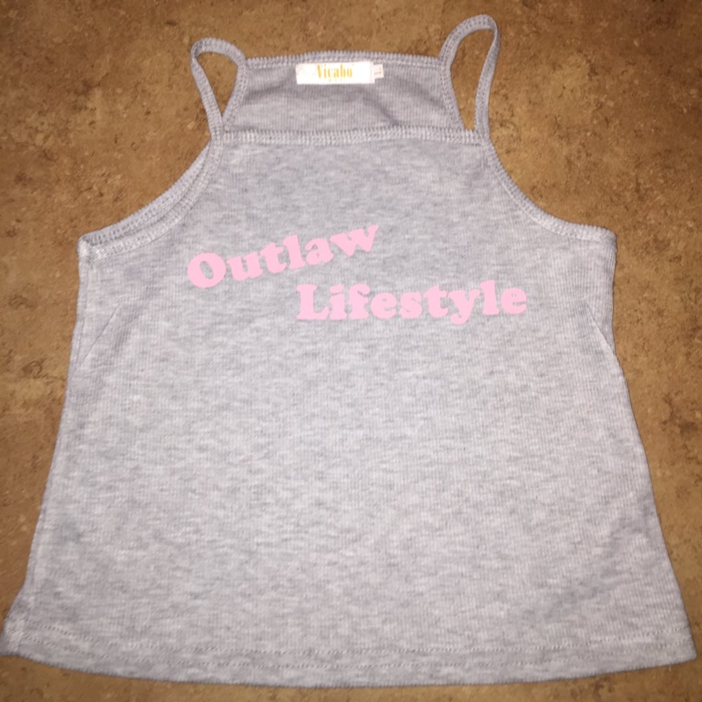 _OutlawLife's tweet photo. This female tank top is available.. size L (appears to be smaller in person) $25..  dm us or @mobluntz_ in order to purchase.. https://t.co/wyiwNjzRV7