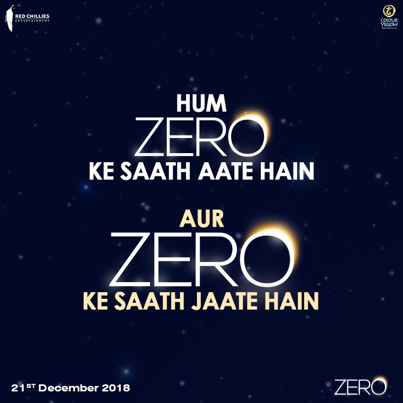 RedChilliesEnt's tweet photo. Jab #2ZERO18 ki shuruwat Zero se ho, toh sab bhala! Watch the title announcement here - https://t.co/P90sLXbnlM
@iamsrk @aanandlrai @AnushkaSharma #KatrinaKaif @gaurikhan @cypplOfficial https://t.co/fyUM3EAwMJ
