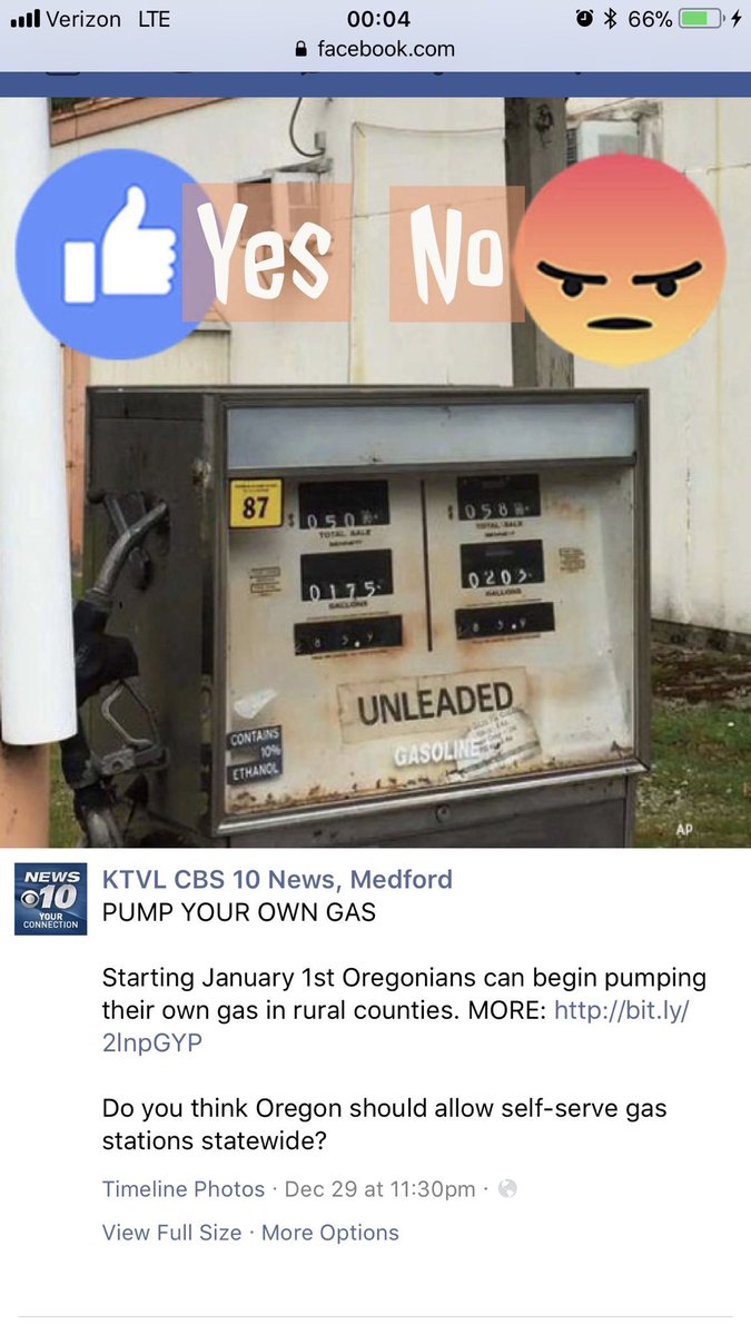 OgMigoKash's tweet photo. Well I’m learning new things in 2018 already. Apparently it’s been illegal to pump your own gas in Oregon. https://t.co/P1QQH3MIsK