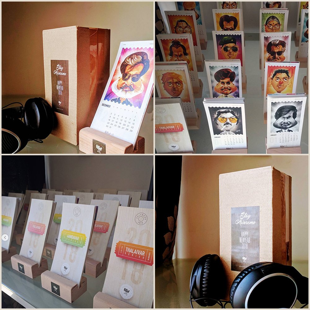 bharat_kv's tweet photo. The first bunch of calendars are out for delivery. Thanks a ton @instamojo for simplifying the shopping experience and making it easy to collect payments #calendars2018 #Rajinikanth #KamalHaasan #onlineshopping #Happy2018 #caricature https://t.co/xbpOeTRYeA