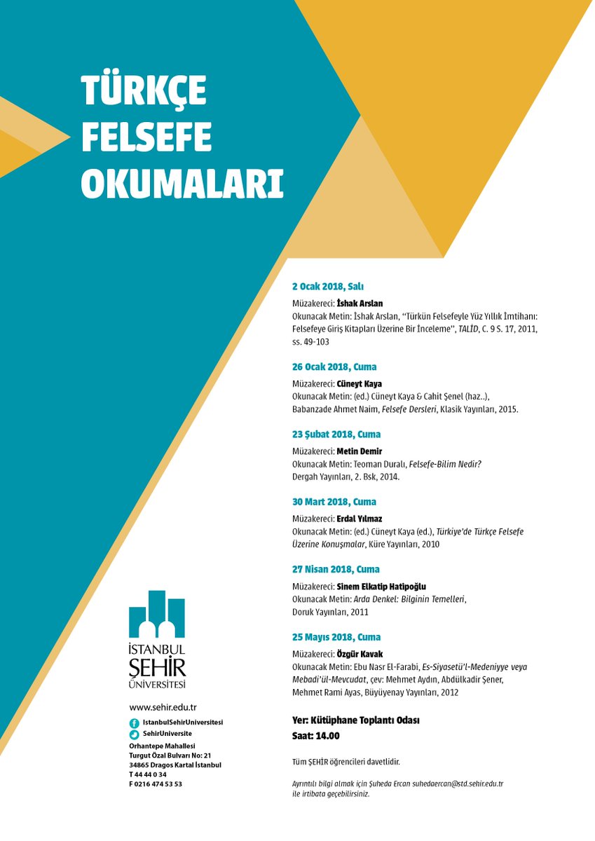 İshak Arslan ile başlayacak Türkçe felsefe okumaları bugün 2 Şubat Salı saat 14'te herkesi bekliyoruz