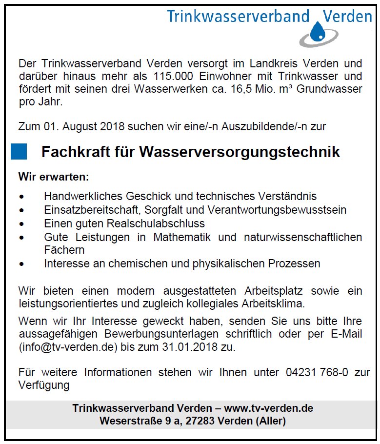 TVVerden's tweet photo. #Ausbildung #Wasser #Azubi2018 #2018 https://t.co/up62K1Bc2X