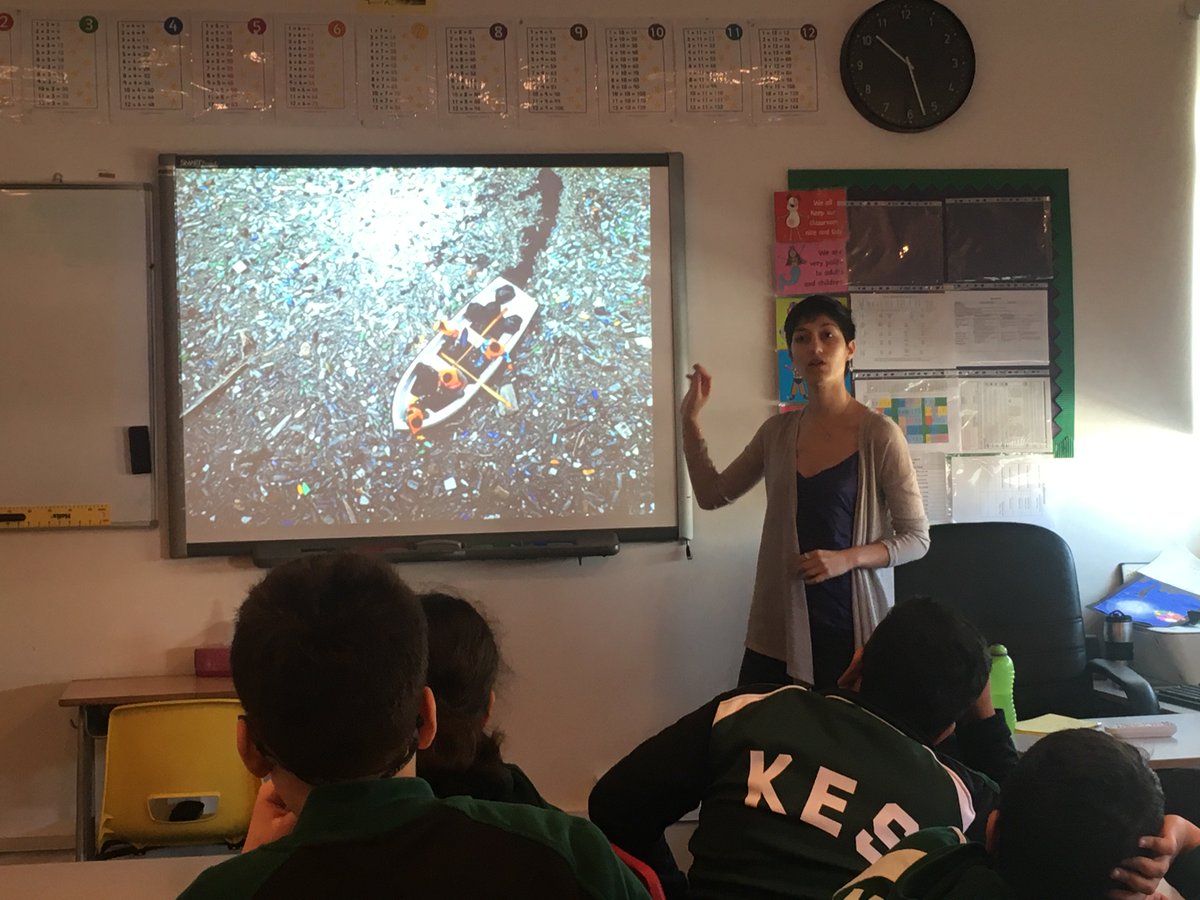 KESBreakingNews's tweet photo. Marine Biologist - Marina Mokbel visited the GU Department today and gave a presentation to all students about the importance of Recycling and the negative effect PLASTIC has in the Environment and the Oceans. #KESGU #KuwaitEnglishSchool https://t.co/qFuRXwqvmn