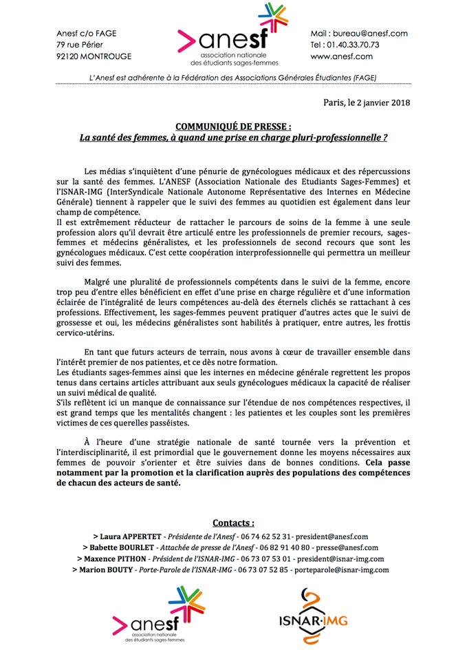 ANESF_FR's tweet image. En réponse aux inquiétudes quant à la pénurie de gynécologues médicaux et à ses répercussions, l'@Anesf_FR et l'@ISNARIMG s'associent pour rappeler que le suivi des femmes est également dans leur champ de compétences : anesf.com/wp/cdp-la-sant…