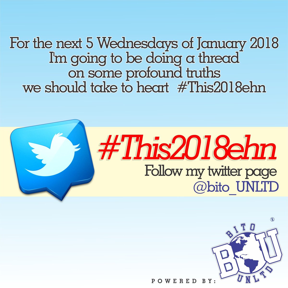 bito_unlimited's tweet photo. Starts tomorrow Wednesday the 3rd! #Anticipate #ProfoundTruths #This2018ehn https://t.co/1bY5oh3QtQ