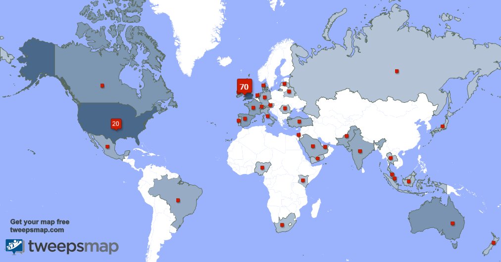 My followers live in UK. (69%), USA(20%)... Get your free map: tweepsmap.com/!RichardPadget…
