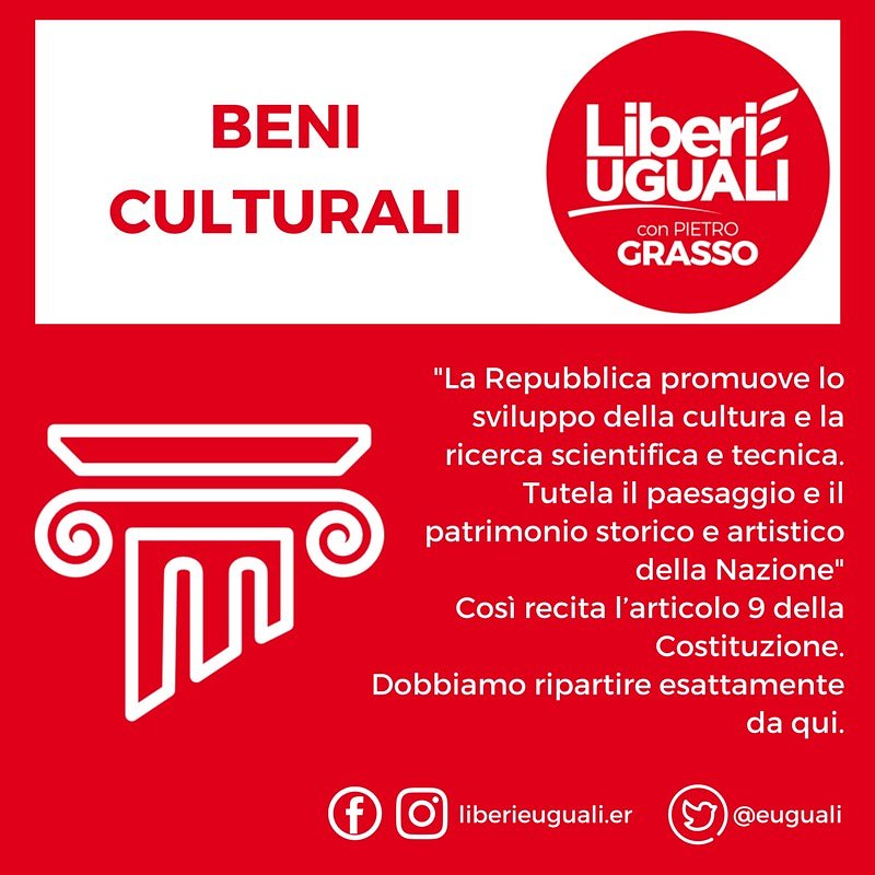 EUguali's tweet photo. Aumentare gli #investimenti sulla #cultura, riconoscere le #professioniculturali, aumentare il #lavoro nel settore, valorizzare il #patrimonio diffuso, ridurre l'#IVA sui #libri.
Qui il contributo al #programma di @liberi_uguali sui #beniculturali -> https://t.co/suzo2RwBNP https://t.co/Hm3ZqP070s
