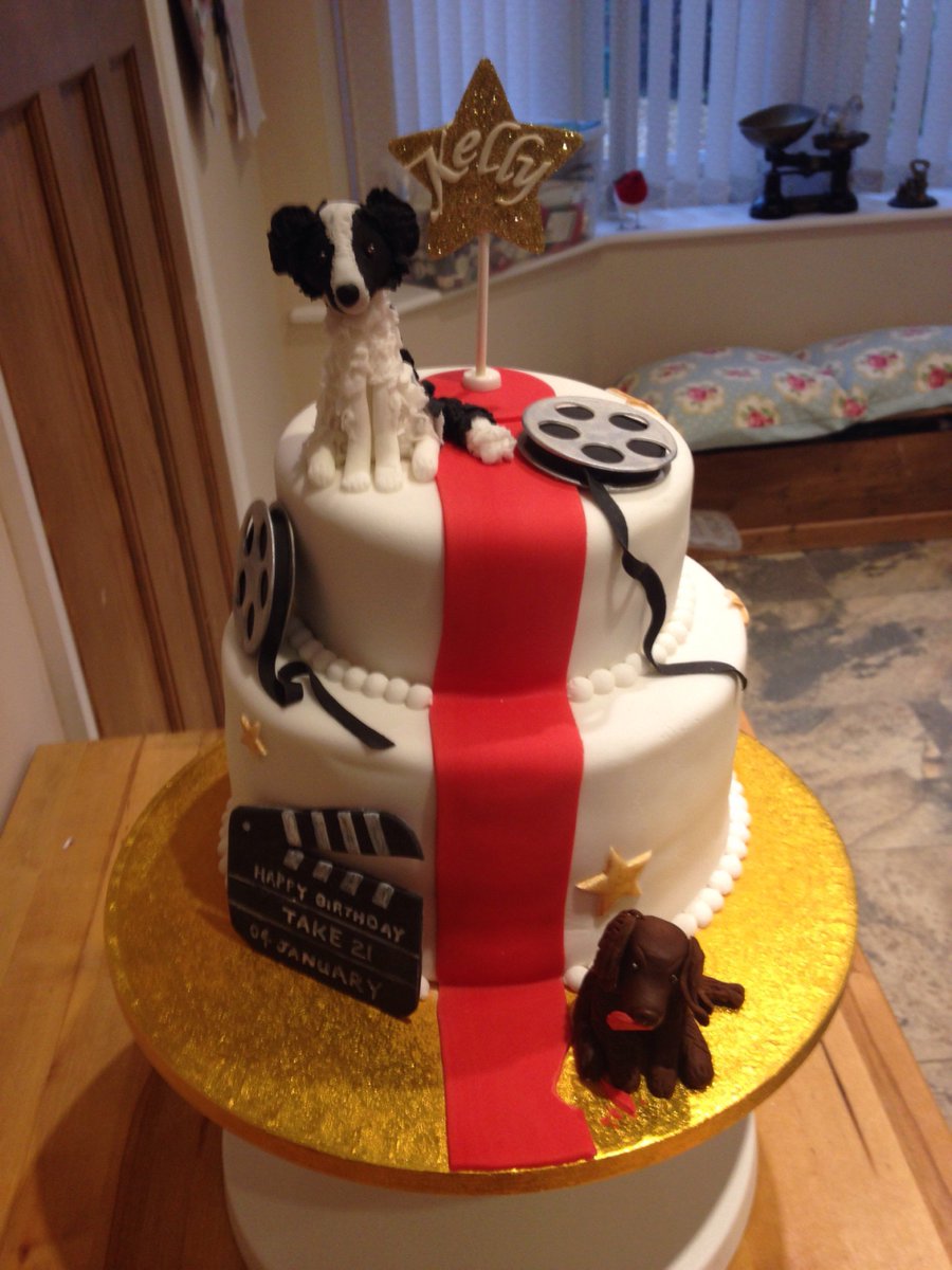 Barnard_Bakes's tweet photo. Happy 21st Kelly &amp; my first attempt at making fondant dogs #film #cake #collie #sprocket https://t.co/slyt68QQSC