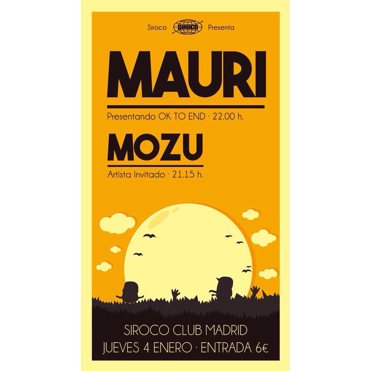 Jueves 4 enero <a href="/mozu03/">mozu_onemanshow</a>  <a href="/Mauri_band/">Mauri</a> en <a href="/SirocoSala/">Sala Siroco</a>