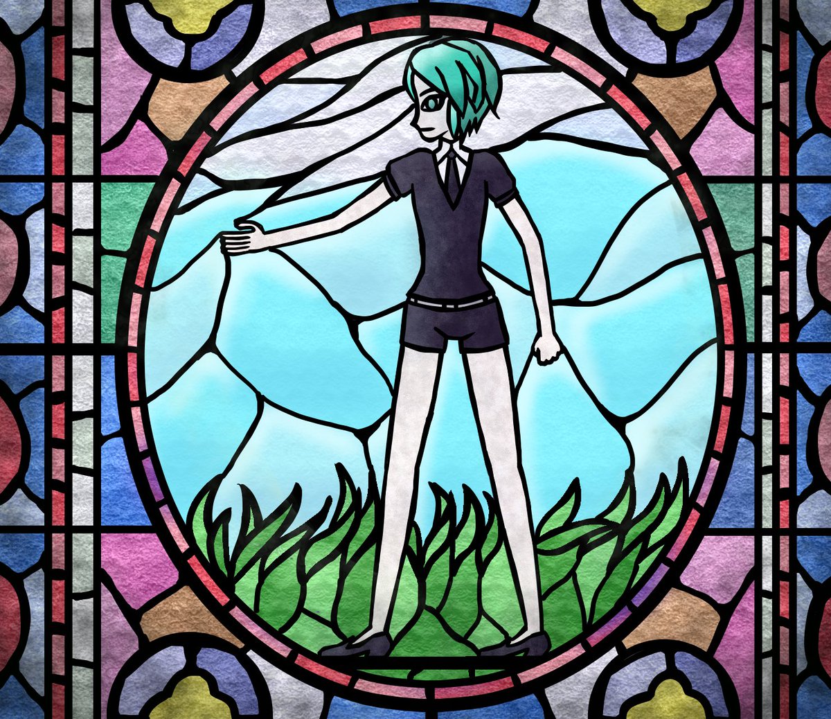 ステンドグラス フォスフォフィライト 最初みた時にステンドグラス風にしたら綺麗 キタのイラスト ステンドグラス フォスフォフィライト 最初みた時にステンドグラス風にしたら綺麗 キタのイラスト