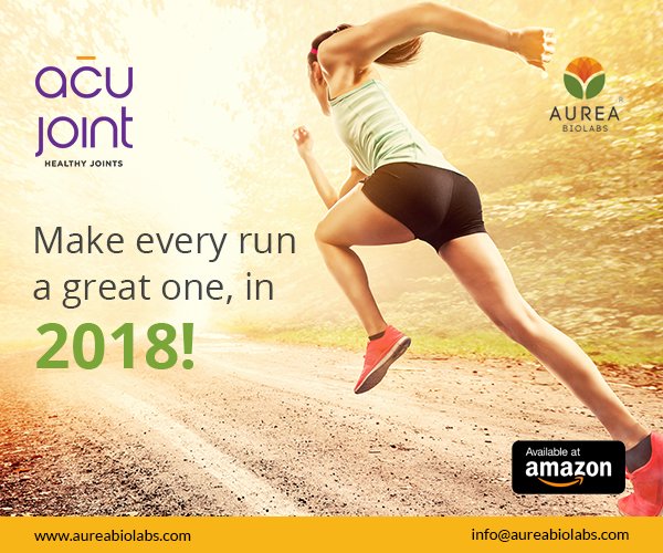 Aurea_Biolabs's tweet photo. Do you have some challenging running goals for 2018?
Why not try out #nutraceutical product #Acujoint for better #jointhealth -- https://t.co/L5jIiCsa07
#AureaBiolabs #Running #NutraceuticalProducts #SpiceCoastMarathon #Health #NaturalProducts #Fitness #Marathon #NewYearGoals https://t.co/E9kiE8VHRu