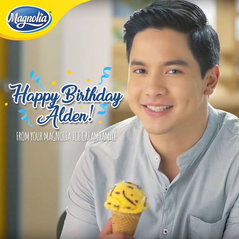 magnolia_icph's tweet photo. A wonderful and talented person like you deserves nothing less than a special day with your friends and family! Happy Birthday @aldenrichards02 , at sana’y magkaroon ng #KakaibangSarap ang araw mo with Magnolia Ice Cream! #AldenRichardsAt26 https://t.co/2w0nhB5HUb