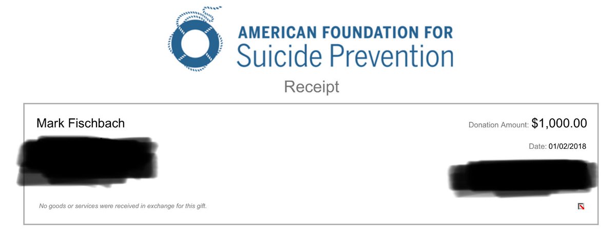 markiplier's tweet image. My New Year’s resolution was to talk less and do more. I want to be angry right now but instead I made a donation to the American Foundation for Suicide Prevention. If you make a contribution please reply with a picture, I’ll like as many as I can.

afsp.donordrive.com/index.cfm?fuse…